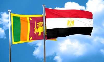 Sri lanka flag with egypt flag, 3D rendering