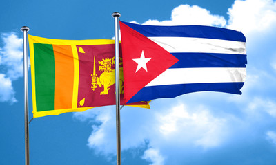 Sri lanka flag with cuba flag, 3D rendering
