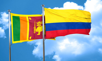 Sri lanka flag with Colombia flag, 3D rendering