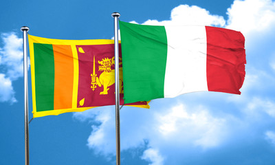 Sri lanka flag with Italy flag, 3D rendering
