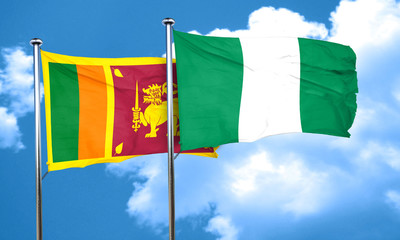 Sri lanka flag with Nigeria flag, 3D rendering