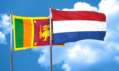 Sri lanka flag with Netherlands flag, 3D rendering