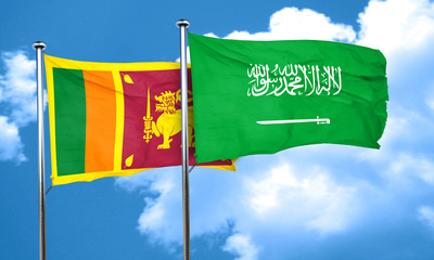 Sri lanka flag with Saudi Arabia flag, 3D rendering