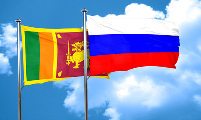 Sri lanka flag with Russia flag, 3D rendering