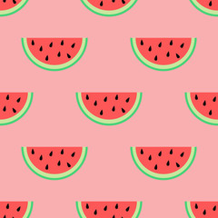 Watermelon slice pattern, Seamless summer background with abstract berries