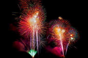 Beautiful colorful firework isolated display for celebration hap