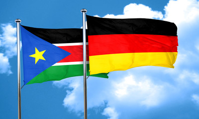 south sudan flag with Germany flag, 3D rendering