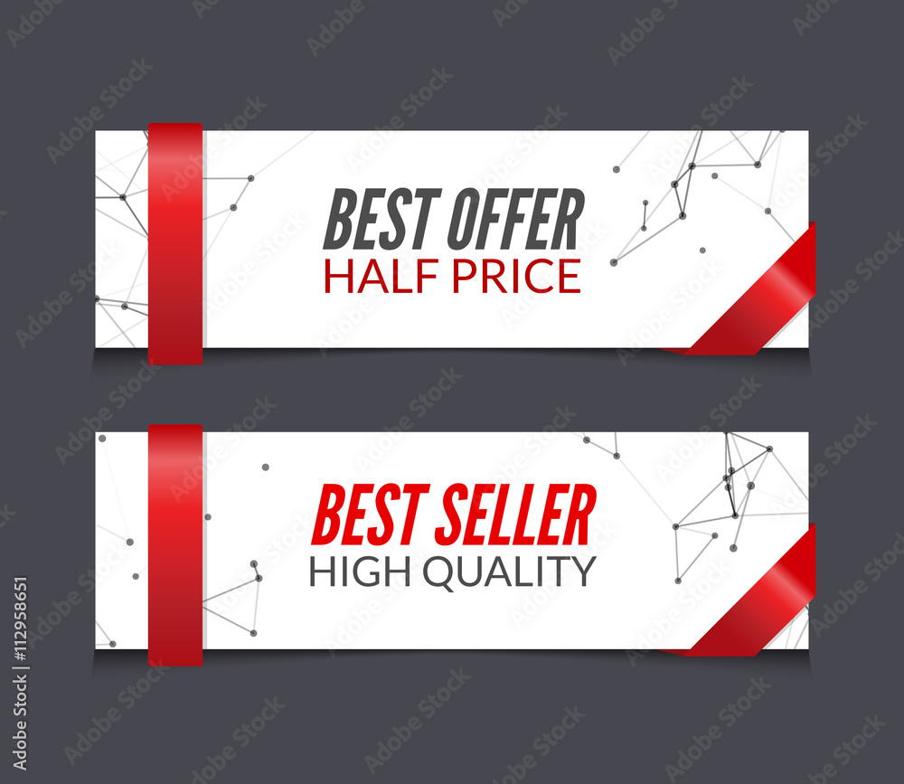 Wall mural Vector set of promotional market sale banners. Best offer, best seller