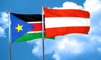 south sudan flag with Austria flag, 3D rendering