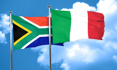 South africa flag with Italy flag, 3D rendering
