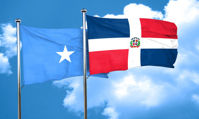 Somalia flag with Dominican Republic flag, 3D rendering