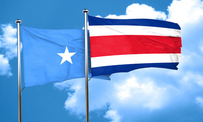 Somalia flag with Costa Rica flag, 3D rendering