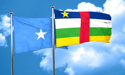 Somalia flag with Central African Republic flag, 3D rendering