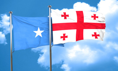 Somalia flag with Georgia flag, 3D rendering