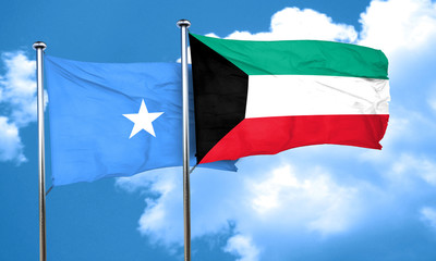 Somalia flag with Kuwait flag, 3D rendering