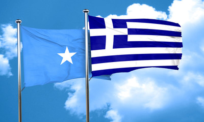 Somalia flag with Greece flag, 3D rendering