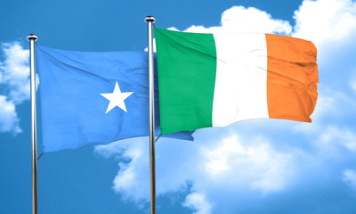 Somalia flag with Ireland flag, 3D rendering