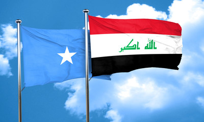 Somalia flag with Iraq flag, 3D rendering
