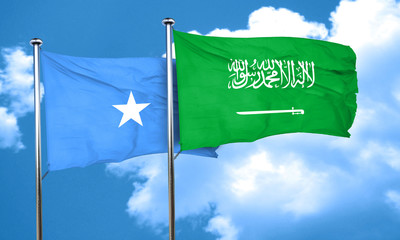 Somalia flag with Saudi Arabia flag, 3D rendering