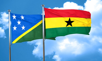 Solomon islands flag with Ghana flag, 3D rendering
