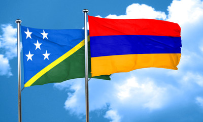 Solomon islands flag with Armenia flag, 3D rendering
