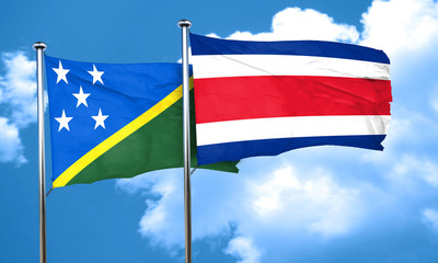 Solomon islands flag with Costa Rica flag, 3D rendering