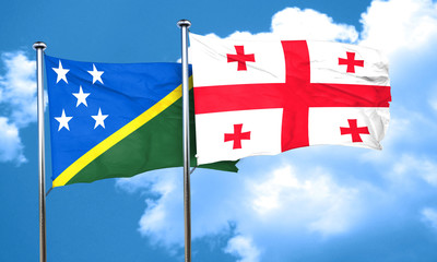 Solomon islands flag with Georgia flag, 3D rendering