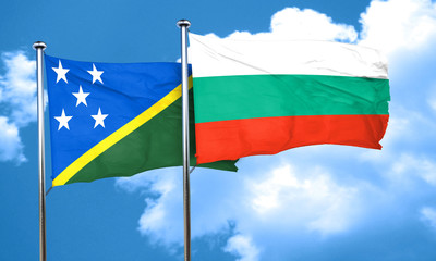 Solomon islands flag with Bulgaria flag, 3D rendering