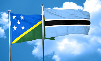 Solomon islands flag with Botswana flag, 3D rendering