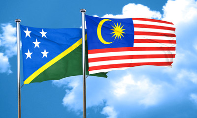 Solomon islands flag with Malaysia flag, 3D rendering