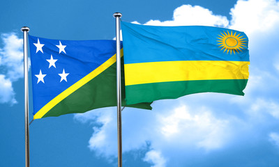 Solomon islands flag with rwanda flag, 3D rendering
