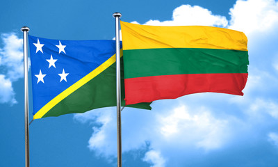 Solomon islands flag with Lithuania flag, 3D rendering