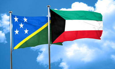 Solomon islands flag with Kuwait flag, 3D rendering