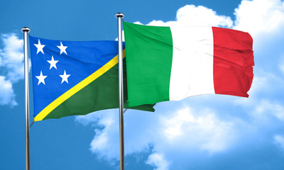 Solomon islands flag with Italy flag, 3D rendering