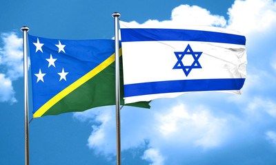Solomon islands flag with Israel flag, 3D rendering