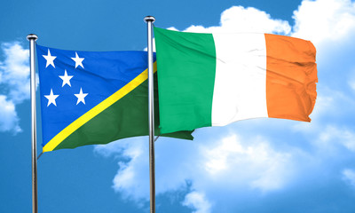 Solomon islands flag with Ireland flag, 3D rendering