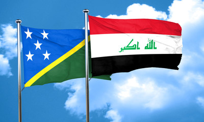 Solomon islands flag with Iraq flag, 3D rendering