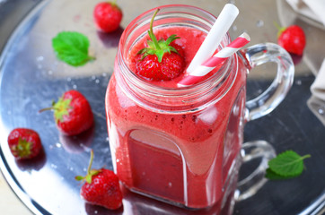 Strawberry Smoothie, Healthy Delicious Drink