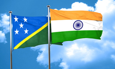 Solomon islands flag with India flag, 3D rendering