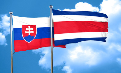 Slovakia flag with Costa Rica flag, 3D rendering
