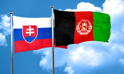 Slovakia flag with afghanistan flag, 3D rendering