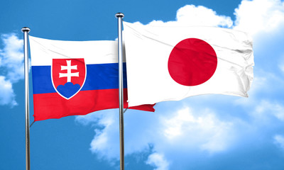 Slovakia flag with Japan flag, 3D rendering