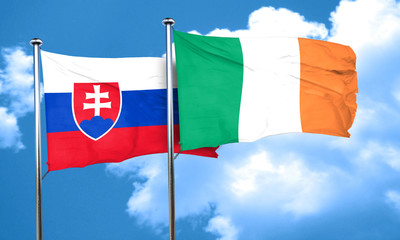Slovakia flag with Ireland flag, 3D rendering