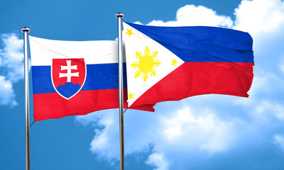 Slovakia flag with Philippines flag, 3D rendering