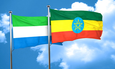 Sierra Leone flag with Ethiopia flag, 3D rendering