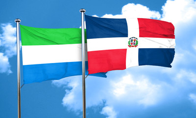 Sierra Leone flag with Dominican Republic flag, 3D rendering