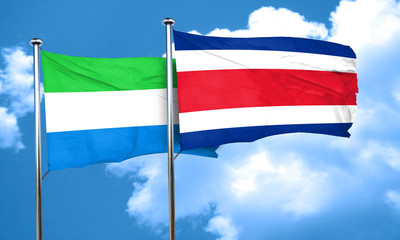 Sierra Leone flag with Costa Rica flag, 3D rendering