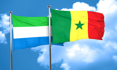 Sierra Leone flag with Senegal flag, 3D rendering