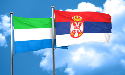 Sierra Leone flag with Serbia flag, 3D rendering