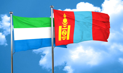 Sierra Leone flag with Mongolia flag, 3D rendering